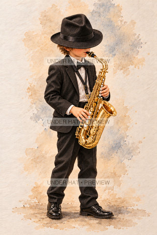 Orchestra Collection, artwork UH-FO-ALTO-SAXOPHONE-BOY-03 — watermarked digital art preview