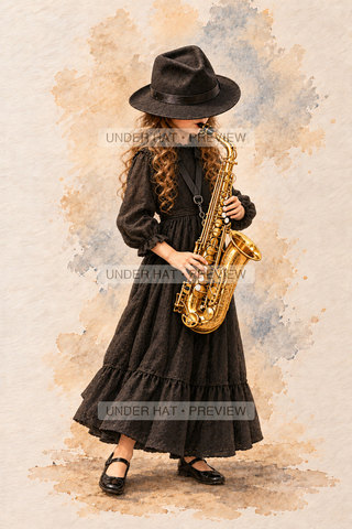 Orchestra Collection, artwork UH-FO-ALTO-SAXOPHONE-GIRL-03 — watermarked digital art preview