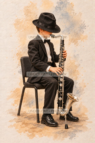Orchestra Collection, artwork UH-FO-BASS-CLARINET-BOY-02 — watermarked digital art preview