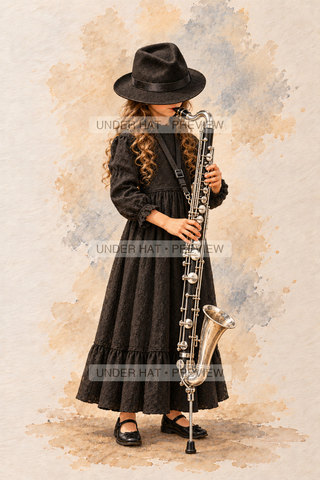 Orchestra Collection, artwork UH-FO-BASS-CLARINET-GIRL-03 — watermarked digital art preview