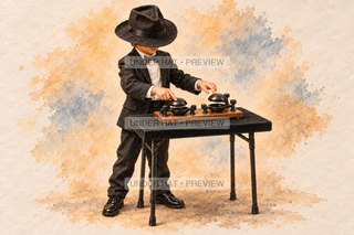 Orchestra Collection, artwork UH-FO-CASTANETS-BOY-01 — watermarked digital art preview