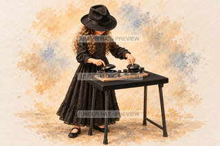 Orchestra Collection, artwork UH-FO-CASTANETS-GIRL-01 — watermarked digital art preview