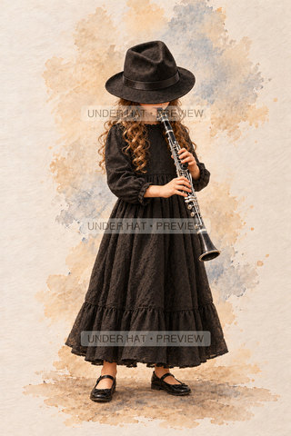Orchestra Collection, artwork UH-FO-CLARINET-GIRL-01 — watermarked digital art preview