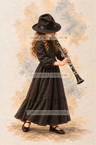 Orchestra Collection, artwork UH-FO-CLARINET-GIRL-03 — watermarked digital art preview