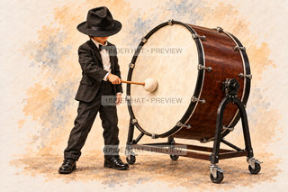 Orchestra Collection, artwork UH-FO-CONCERT-BASS-DRUM-BOY-01 — watermarked digital art preview