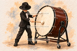 Orchestra Collection, artwork UH-FO-CONCERT-BASS-DRUM-BOY-03 — watermarked digital art preview