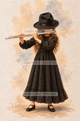 Orchestra Collection, artwork UH-FO-CONCERT-FLUTE-GIRL-01 — watermarked digital art preview