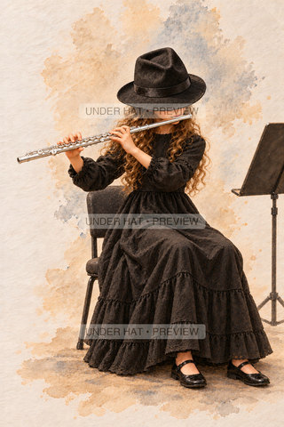 Orchestra Collection, artwork UH-FO-CONCERT-FLUTE-GIRL-02 — watermarked digital art preview