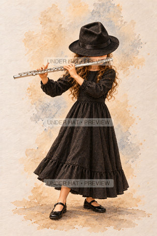 Orchestra Collection, artwork UH-FO-CONCERT-FLUTE-GIRL-03 — watermarked digital art preview