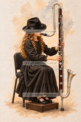 Orchestra Collection, artwork UH-FO-CONTRABASS-CLARINET-GIRL-02 — watermarked digital art preview