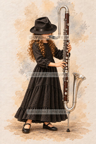 Orchestra Collection, artwork UH-FO-CONTRABASS-CLARINET-GIRL-03 — watermarked digital art preview