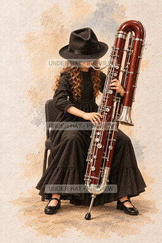 Orchestra Collection, artwork UH-FO-CONTRABASSOON-GIRL-03 — watermarked digital art preview