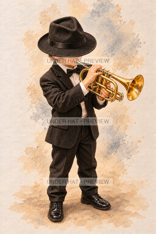 Orchestra Collection, artwork UH-FO-CORNET-BOY-01 — watermarked digital art preview