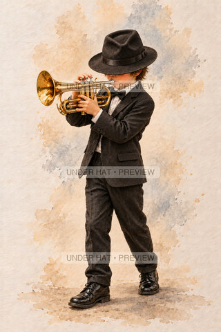 Orchestra Collection, artwork UH-FO-CORNET-BOY-03 — watermarked digital art preview
