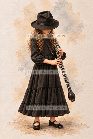 Orchestra Collection, artwork UH-FO-ENGLISH-HORN-GIRL-01 — watermarked digital art preview