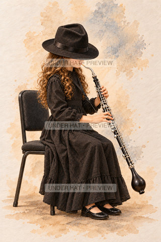 Orchestra Collection, artwork UH-FO-ENGLISH-HORN-GIRL-02 — watermarked digital art preview