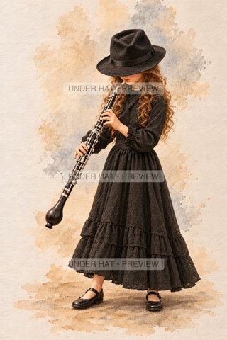 Orchestra Collection, artwork UH-FO-ENGLISH-HORN-GIRL-03 — watermarked digital art preview