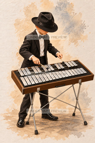 Orchestra Collection, artwork UH-FO-GLOCKENSPIEL-BOY-03 — watermarked digital art preview