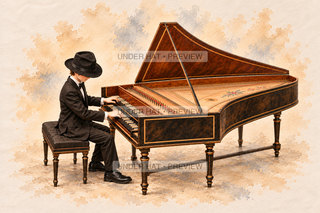 Orchestra Collection, artwork UH-FO-HARPSICHORD-BOY-03 — watermarked digital art preview