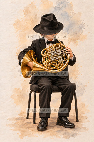 Orchestra Collection, artwork UH-FO-HORN-BOY-01 — watermarked digital art preview