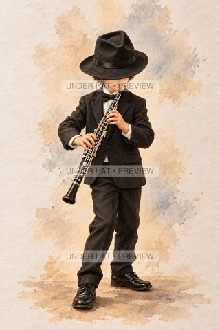 Orchestra Collection, artwork UH-FO-OBOE-BOY-03 — watermarked digital art preview