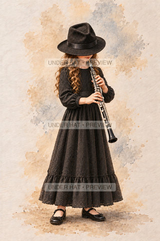 Orchestra Collection, artwork UH-FO-OBOE-GIRL-01 — watermarked digital art preview