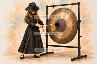 Orchestra Collection, artwork UH-FO-TAM-TAM-GIRL-01 — watermarked digital art preview
