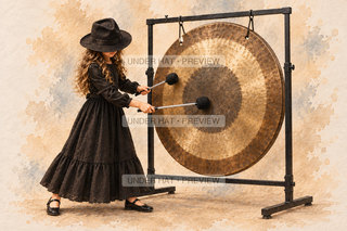 Orchestra Collection, artwork UH-FO-TAM-TAM-GIRL-02 — watermarked digital art preview