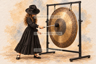Orchestra Collection, artwork UH-FO-TAM-TAM-GIRL-03 — watermarked digital art preview