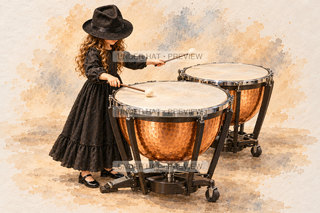 Orchestra Collection, artwork UH-FO-TIMPANI-GIRL-01 — watermarked digital art preview