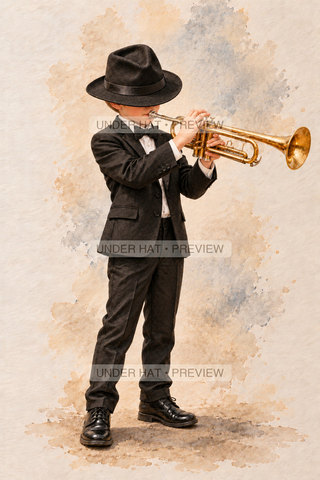 Orchestra Collection, artwork UH-FO-TRUMPET-BOY-01 — watermarked digital art preview