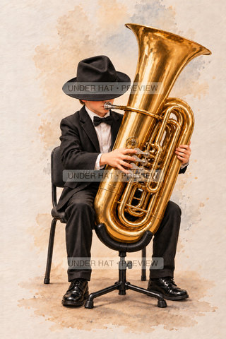 Orchestra Collection, artwork UH-FO-TUBA-BOY-01 — watermarked digital art preview