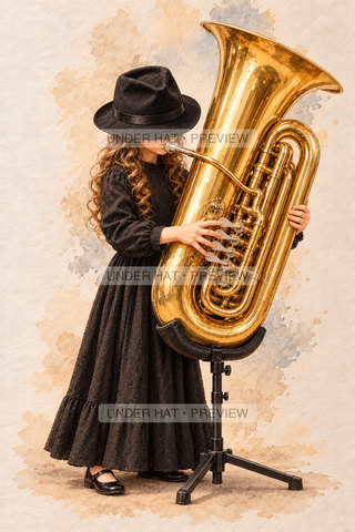Orchestra Collection, artwork UH-FO-TUBA-GIRL-03 — watermarked digital art preview