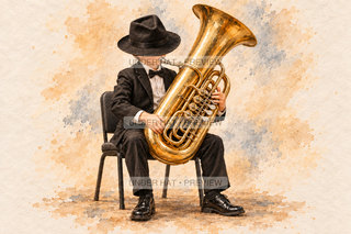 Orchestra Collection, artwork UH-FO-WAGNER-TUBA-BOY-01 — watermarked digital art preview