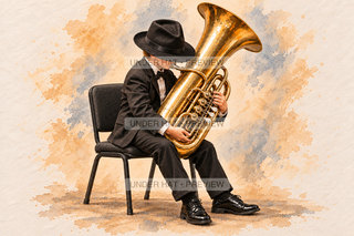 Orchestra Collection, artwork UH-FO-WAGNER-TUBA-BOY-02 — watermarked digital art preview