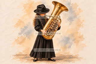 Orchestra Collection, artwork UH-FO-WAGNER-TUBA-GIRL-03 — watermarked digital art preview