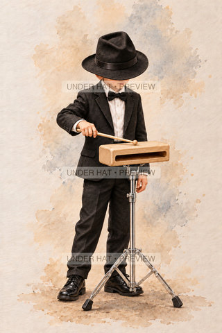Orchestra Collection, artwork UH-FO-WOODBLOCK-BOY-01 — watermarked digital art preview