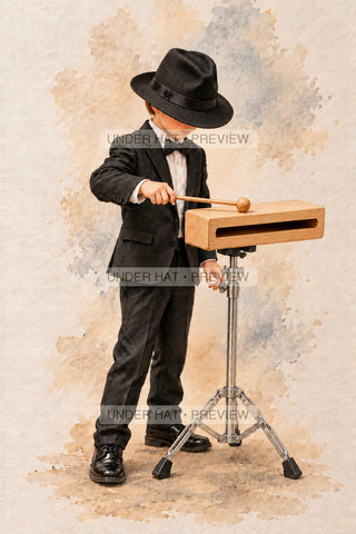 Orchestra Collection, artwork UH-FO-WOODBLOCK-BOY-02 — watermarked digital art preview