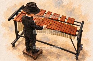 Orchestra Collection, artwork UH-FO-XYLOPHONE-BOY-01 — watermarked digital art preview