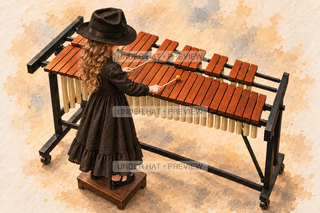 Orchestra Collection, artwork UH-FO-XYLOPHONE-GIRL-01 — watermarked digital art preview