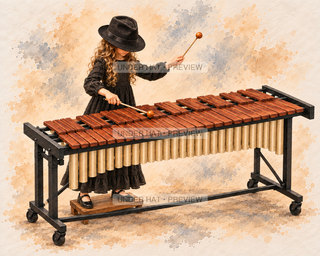 Orchestra Collection, artwork UH-FO-XYLOPHONE-GIRL-03 — watermarked digital art preview
