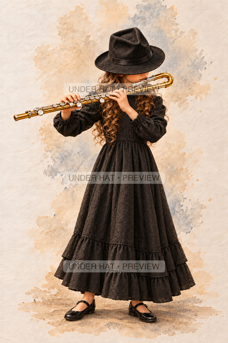 Woodwinds, artwork UH-FO-ALTO-FLUTE-GIRL-02 — watermarked digital art preview