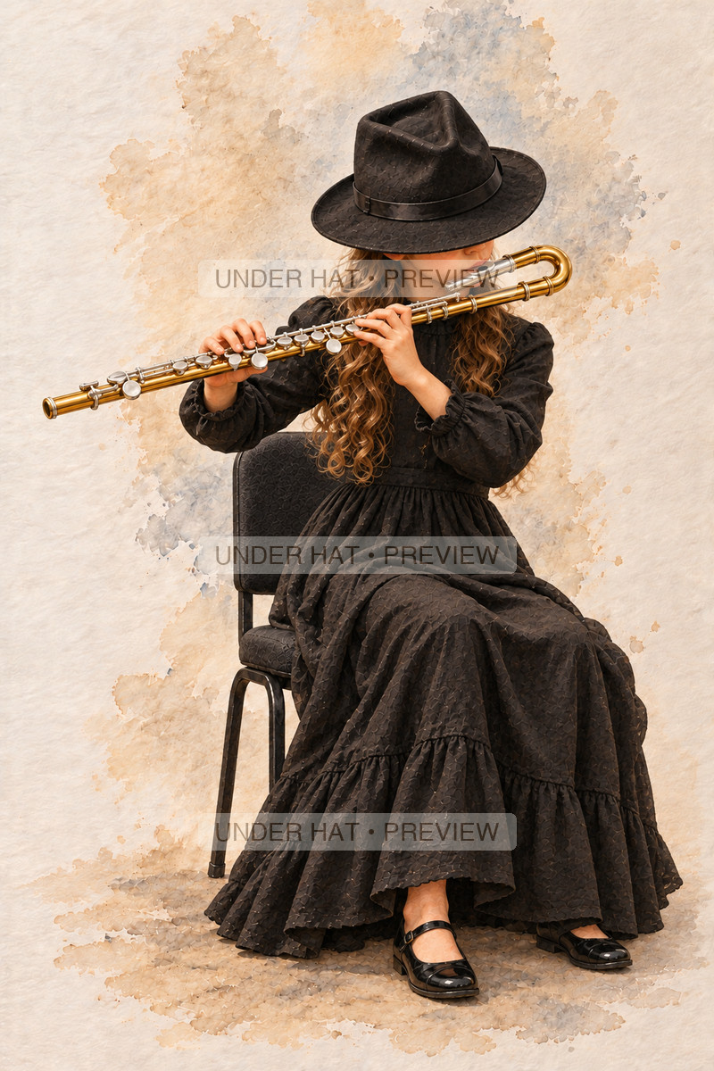 Woodwinds, artwork UH-FO-ALTO-FLUTE-GIRL-03 — watermarked digital art preview