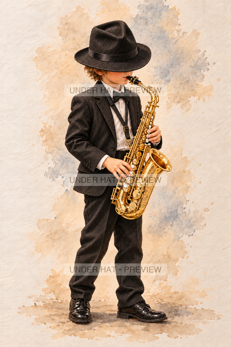 Woodwinds, artwork UH-FO-ALTO-SAXOPHONE-BOY-03 — watermarked digital art preview