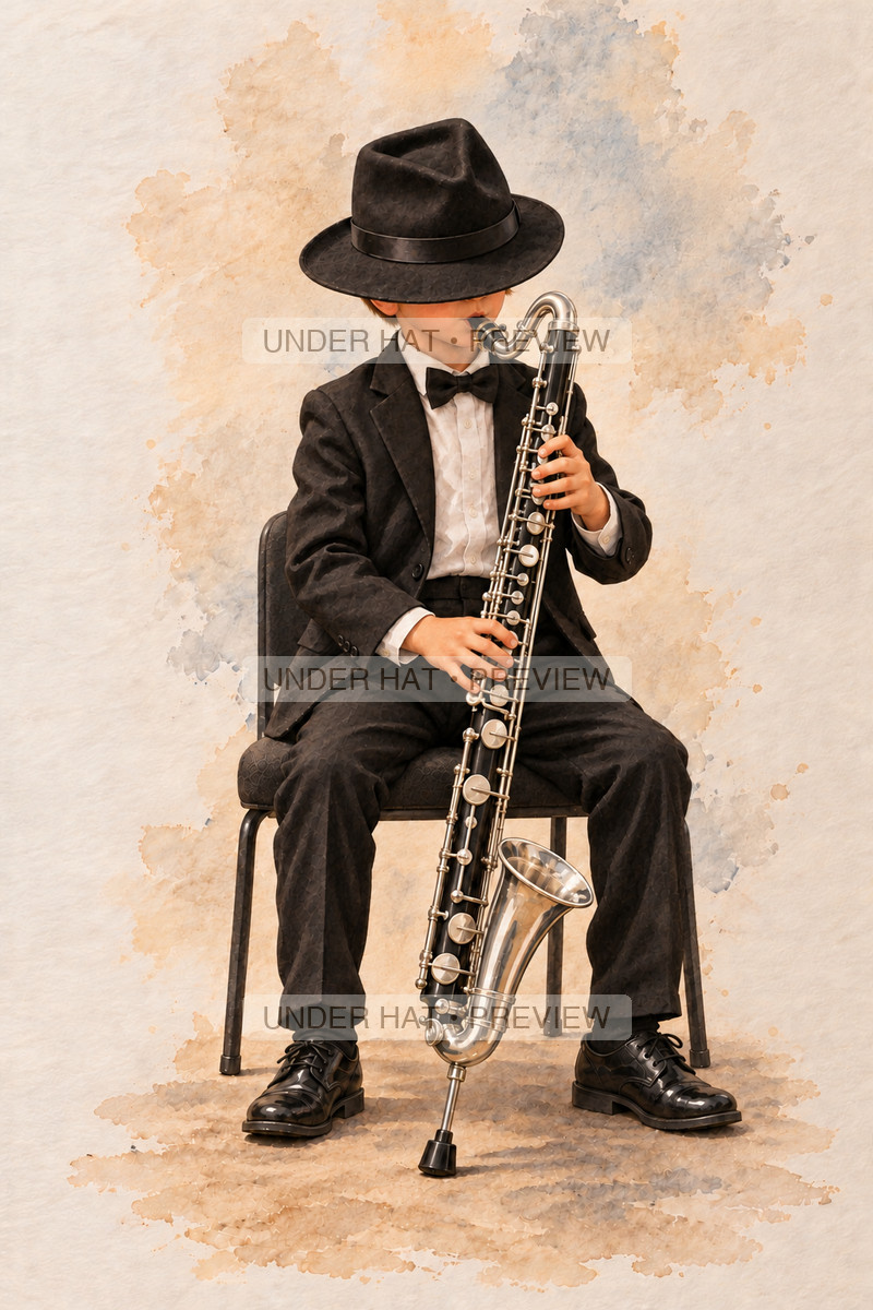 Woodwinds, artwork UH-FO-BASS-CLARINET-BOY-01 — watermarked digital art preview