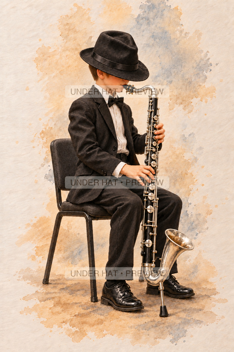 Woodwinds, artwork UH-FO-BASS-CLARINET-BOY-02 — watermarked digital art preview