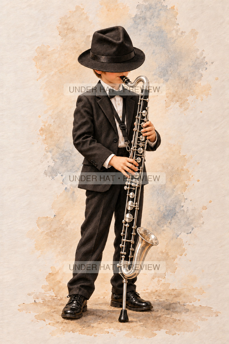 Woodwinds, artwork UH-FO-BASS-CLARINET-BOY-03 — watermarked digital art preview