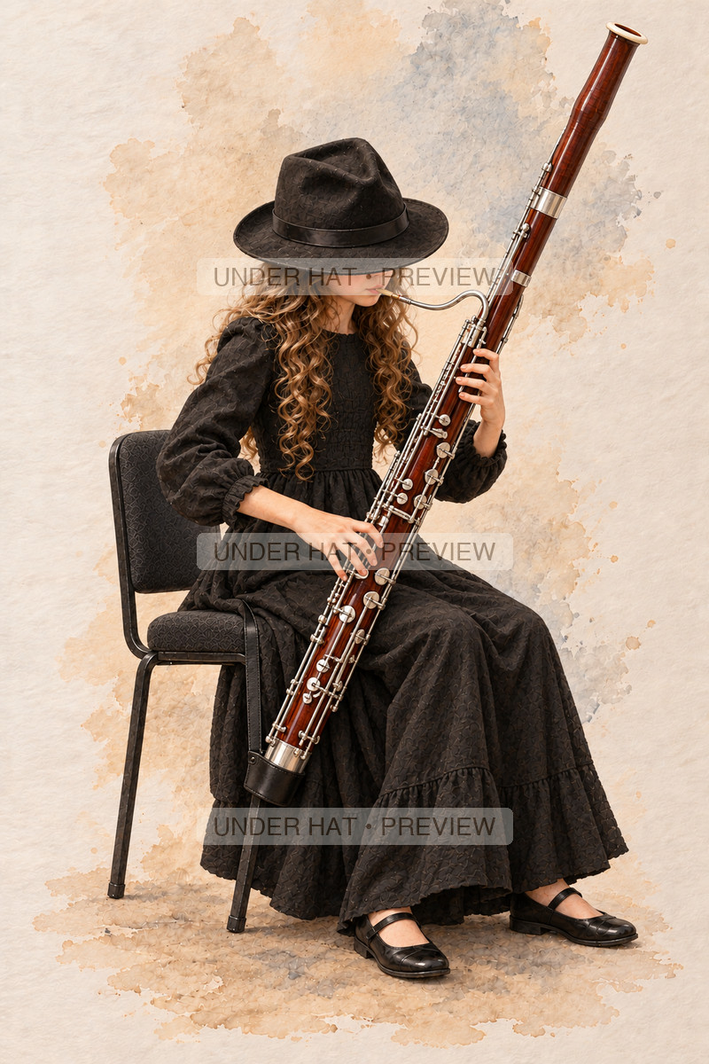 Woodwinds, artwork UH-FO-BASSOON-GIRL-02 — watermarked digital art preview