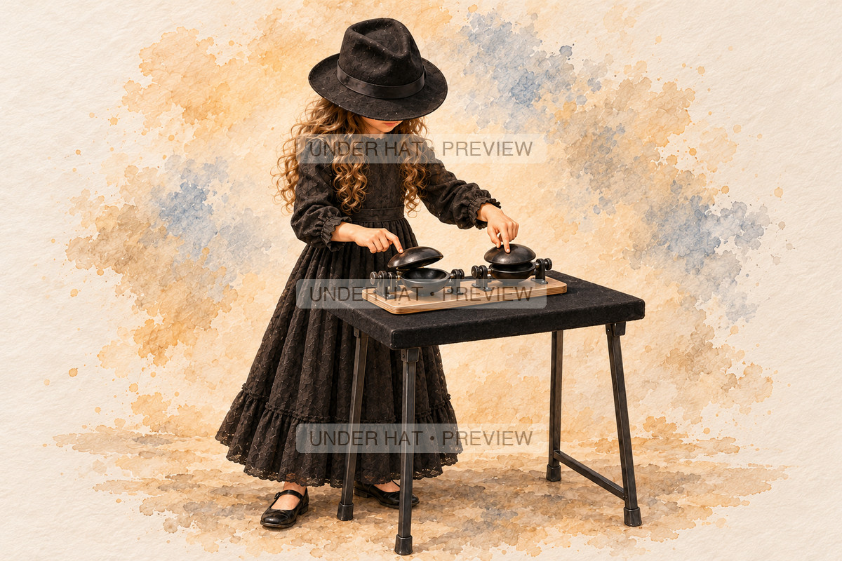 Percussion, artwork UH-FO-CASTANETS-GIRL-01 — watermarked digital art preview