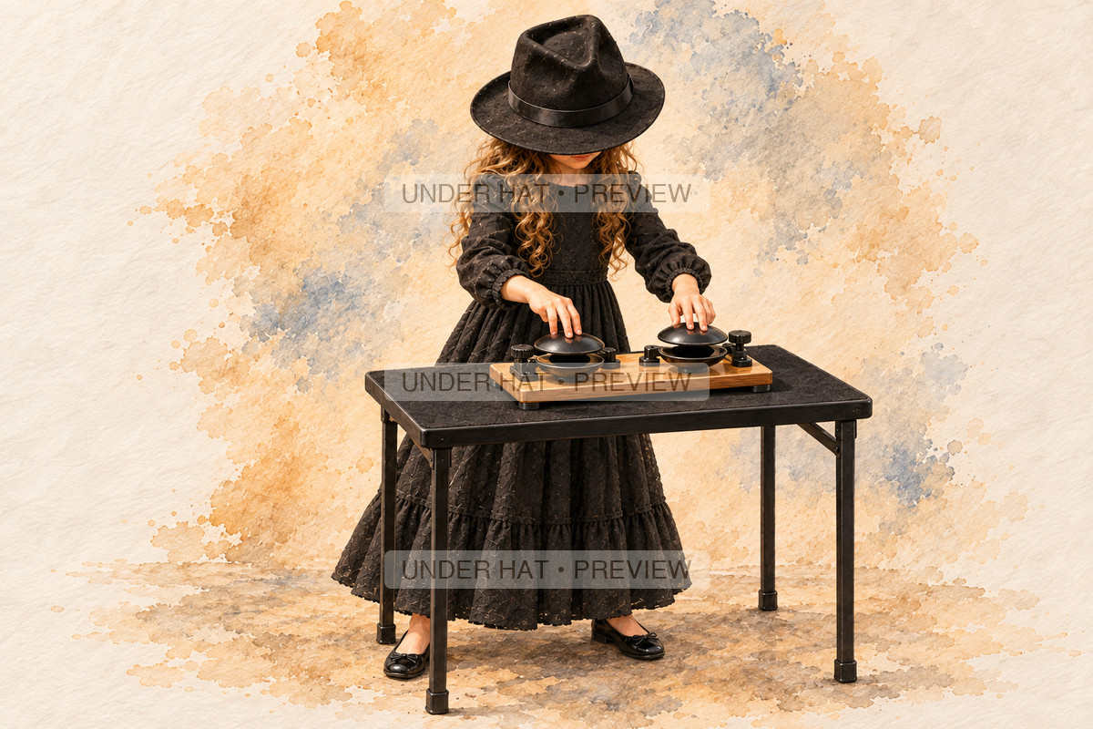 Percussion, artwork UH-FO-CASTANETS-GIRL-02 — watermarked digital art preview